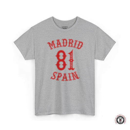 Support 81 Madrid Spain Graphic T-Shirt - Biker Patch Streetwear Tee