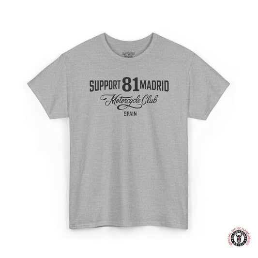 Sports Grey Support 81 Madrid Motorcycle Club Tee — Vintage Biker T-Shirt Spain