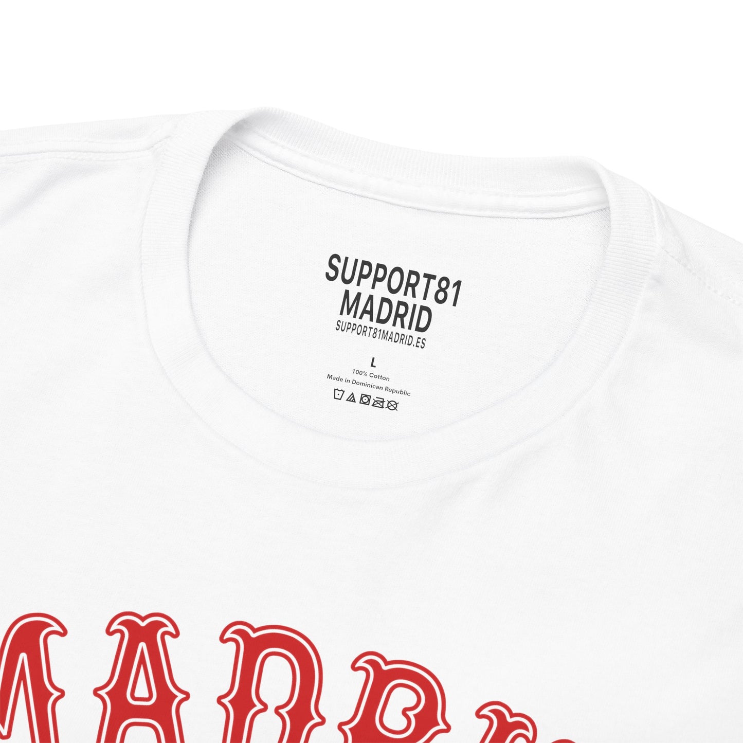 Support 81 Madrid Spain Graphic T-Shirt - Biker Patch Streetwear Tee