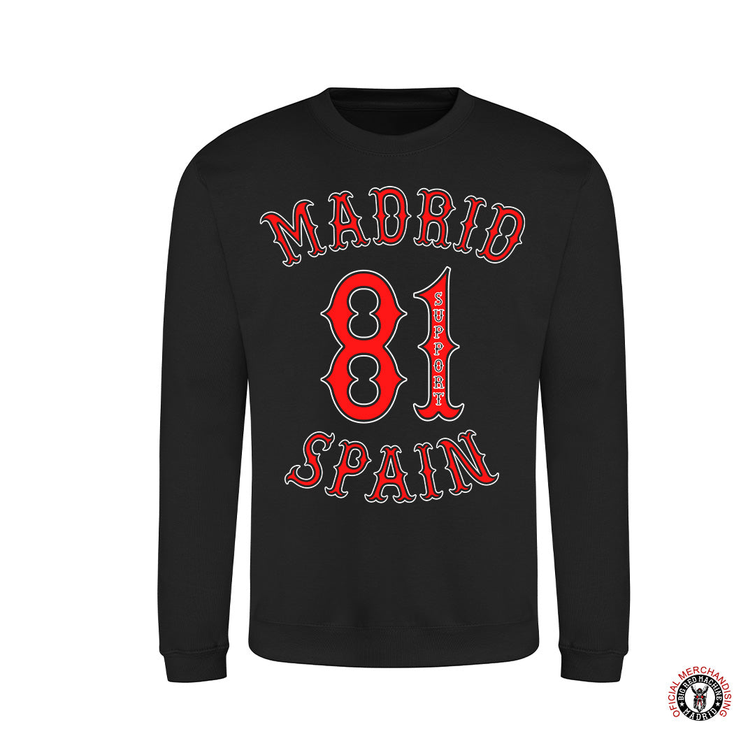 Sudadera Madrid Support81 Spain Black Premium Sweatshirt