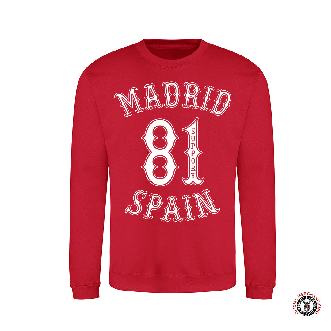 Sudadera Madrid Support81 Spain Rojo Fuego Premium Sweatshirt