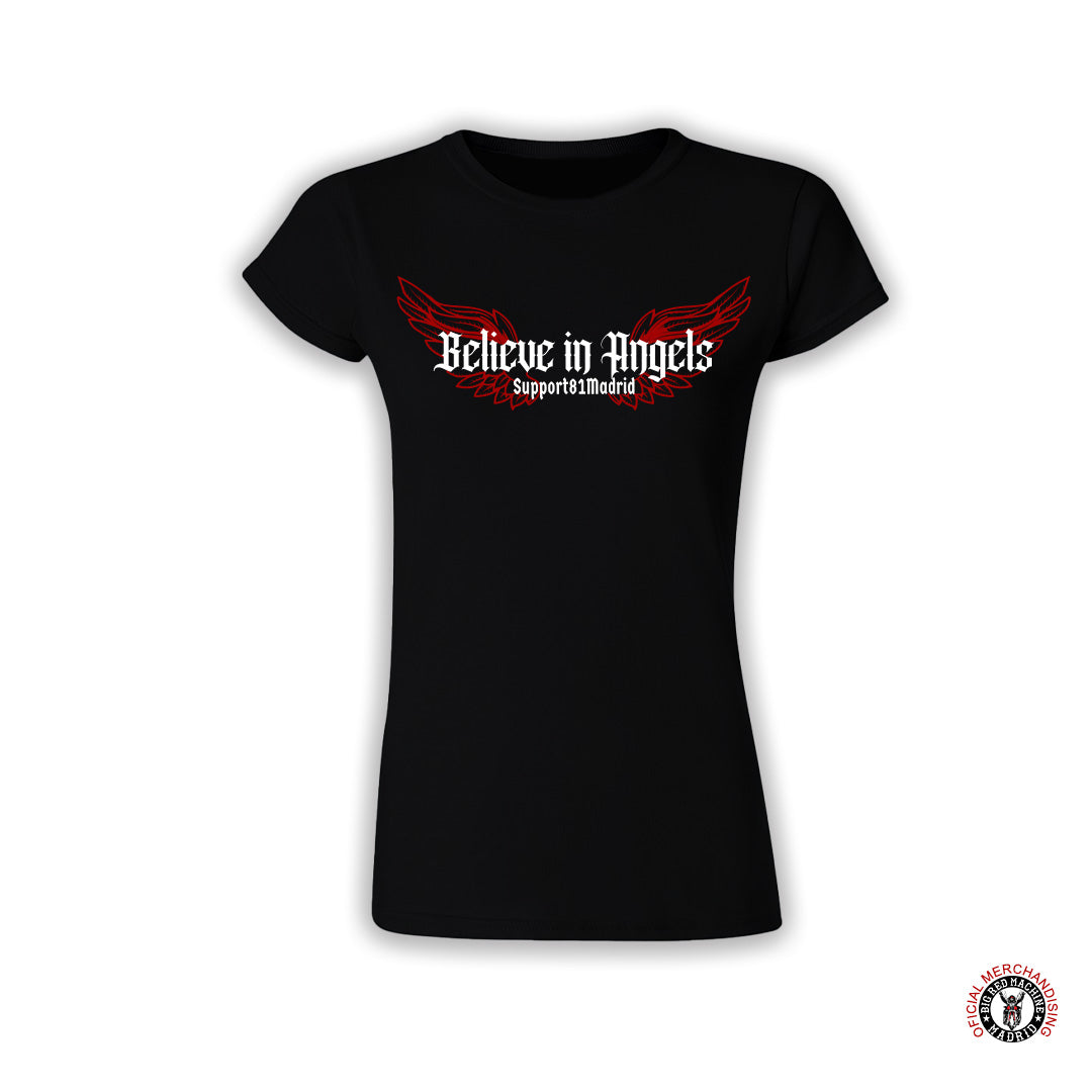 Believe in Angels Red And White – Camiseta Premium Mujer Support 81 Madrid