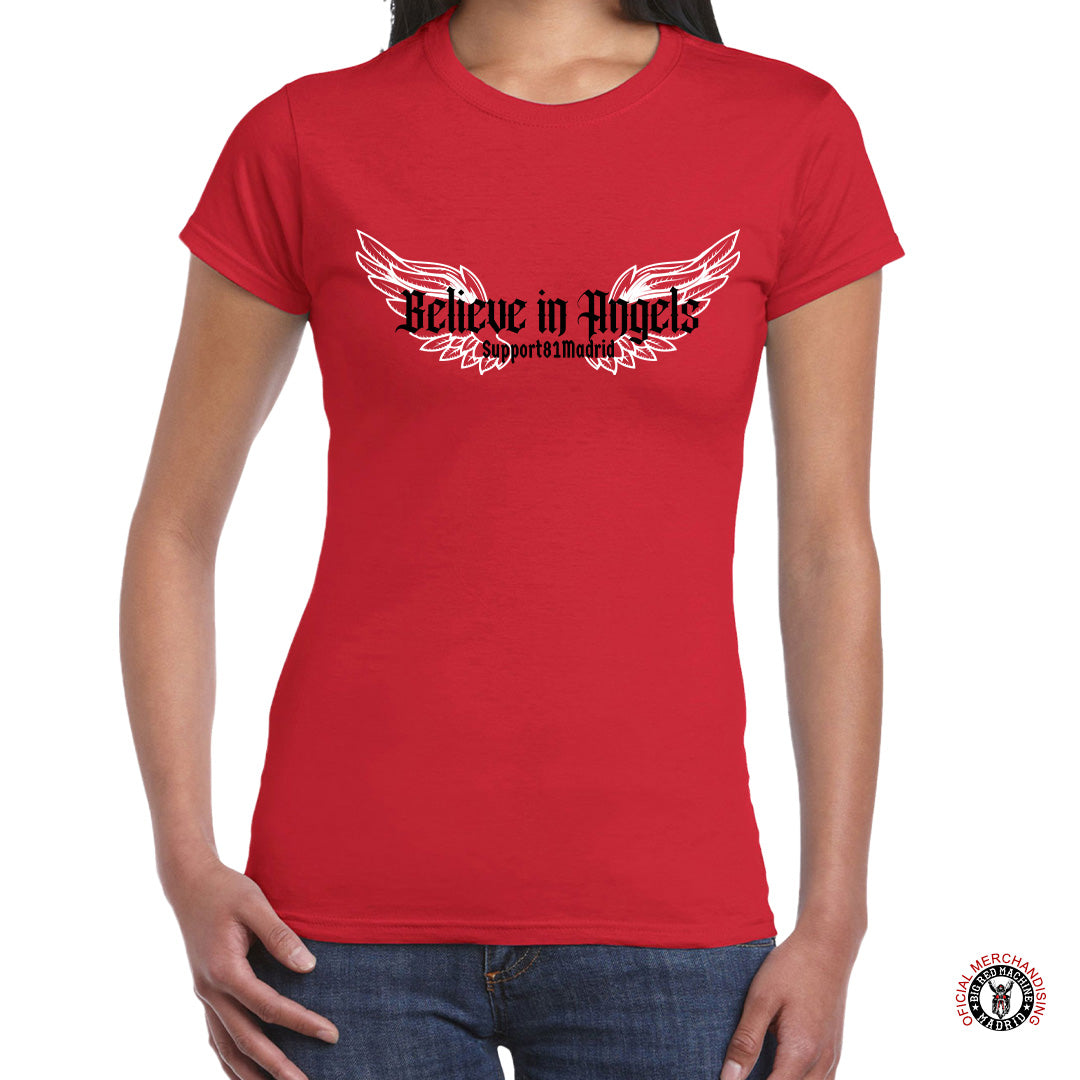 Believe in Angels Red And White – Camiseta Premium Mujer Support 81 Madrid