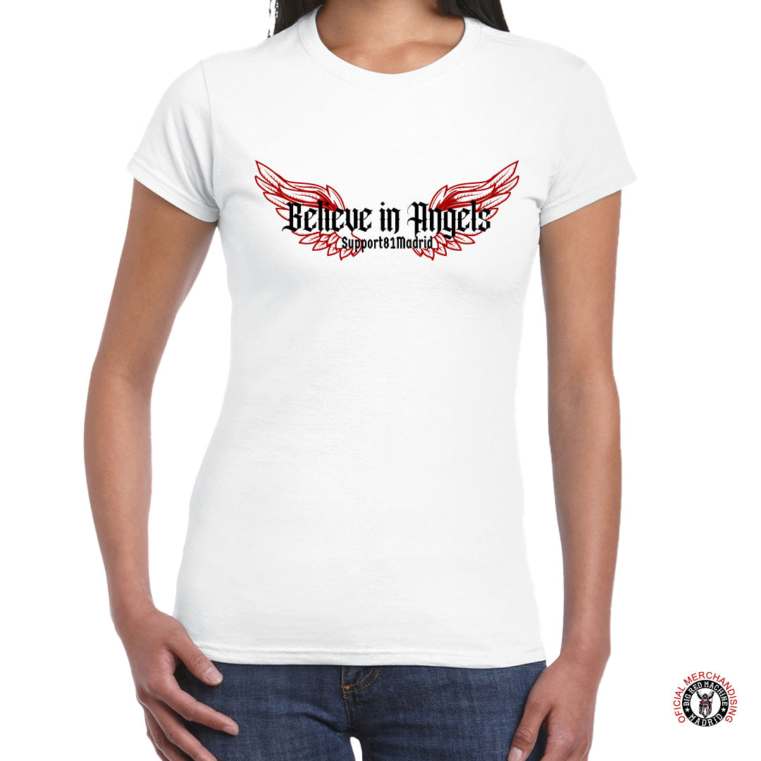 Believe in Angels Red And White – Camiseta Premium Mujer Support 81 Madrid