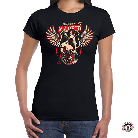 Wings And Wheels Red – Camiseta Premium Mujer Support 81 Madrid