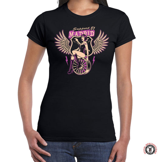 Wings And Wheels Pink – Camiseta Premium Mujer Support 81 Madrid