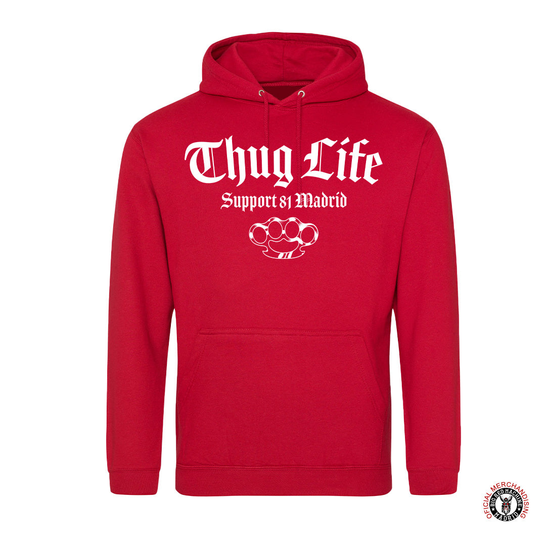 Support81 Sudadera Premium Thug Life Fire Red De 280g - Actitud Al Estilo Biker
