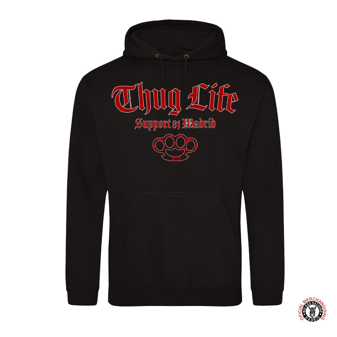 Support81 Sudadera Premium Thug Life Negro De 280g - Actitud Al Estilo Biker