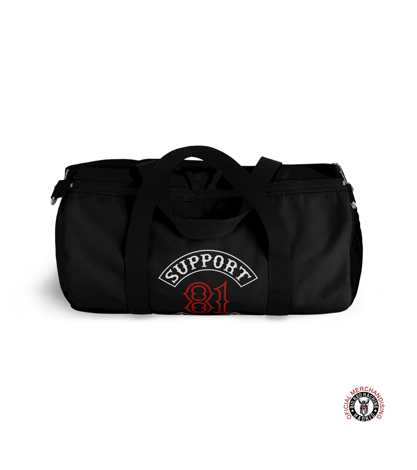 Support 81 Large Duffel Bag for Travel, Support 81 Patch Design, Gym Duffel Bag, Biker Travel Bag, Black Duffel Bags