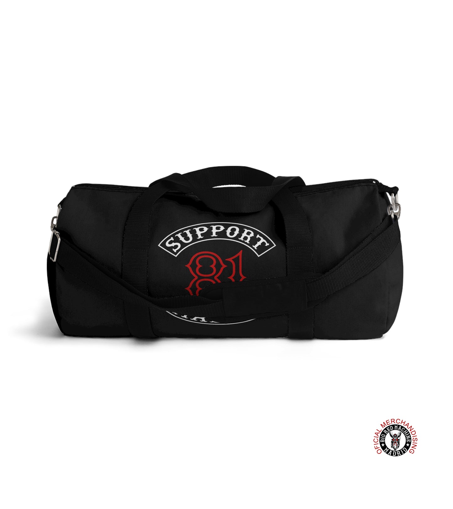 Support 81 Large Duffel Bag for Travel, Support 81 Patch Design, Gym Duffel Bag, Biker Travel Bag, Black Duffel Bags