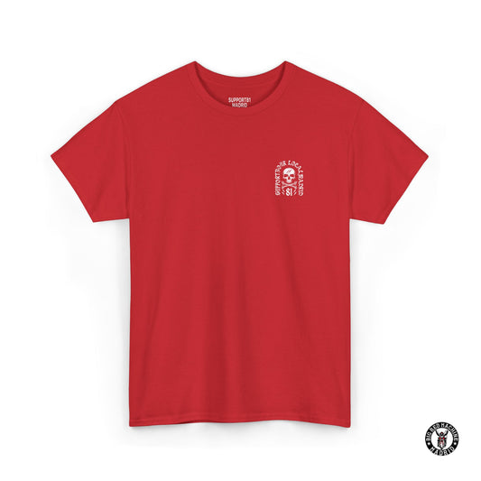 Red Front Support 81 Skull And Crossbones T-Shirt - White Motorcycle Graphic Tee