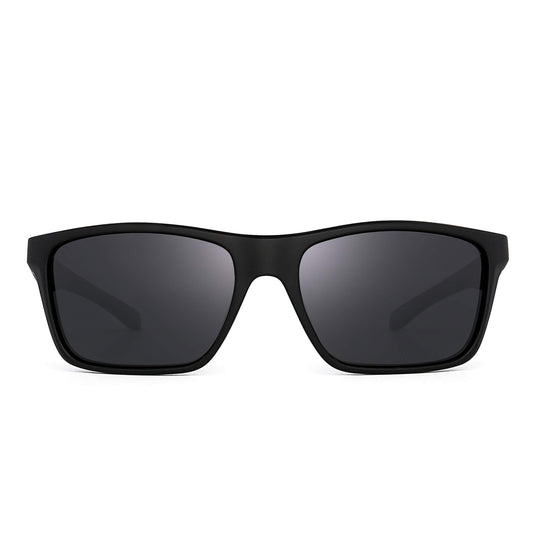 JIM HALO Polarizadas Deportivas Gafas de Sol de Espejo Wrap Alrededor Conducir Pescar Hombre Mujer(Negro/Gris Espejo)