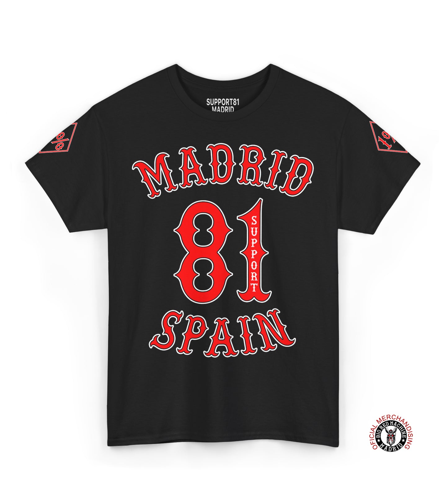 Madrid Support 81 Spain Heavy Cotton T-Shirt, MC Style And Biker Shirt, Motorcycle Apparel, Motorcycle Club Tee, 81 T-Shirt Gift, Harley Tee