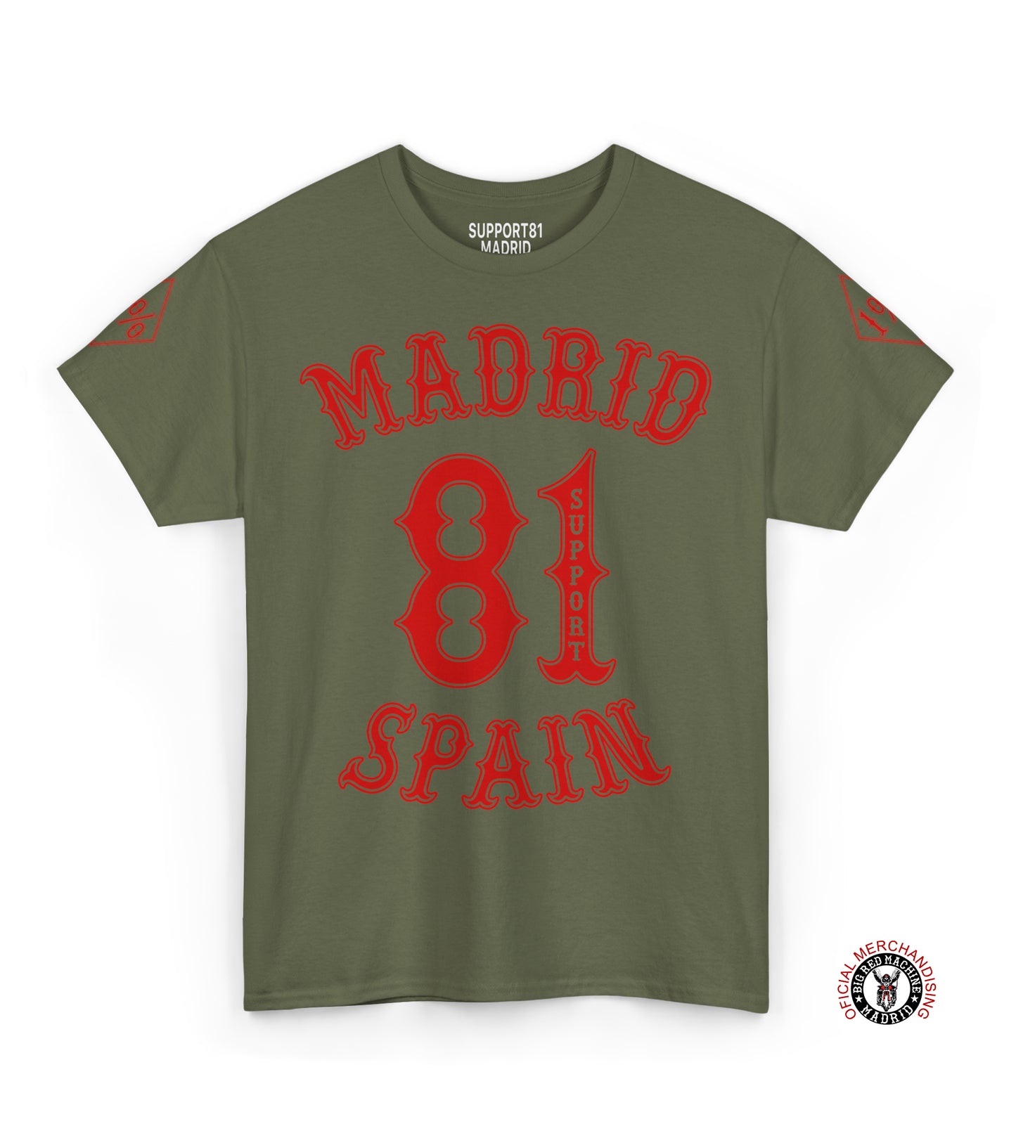 Madrid Support 81 Spain Heavy Cotton T-Shirt, MC Style And Biker Shirt, Motorcycle Apparel, Motorcycle Club Tee, 81 T-Shirt Gift, Harley Tee