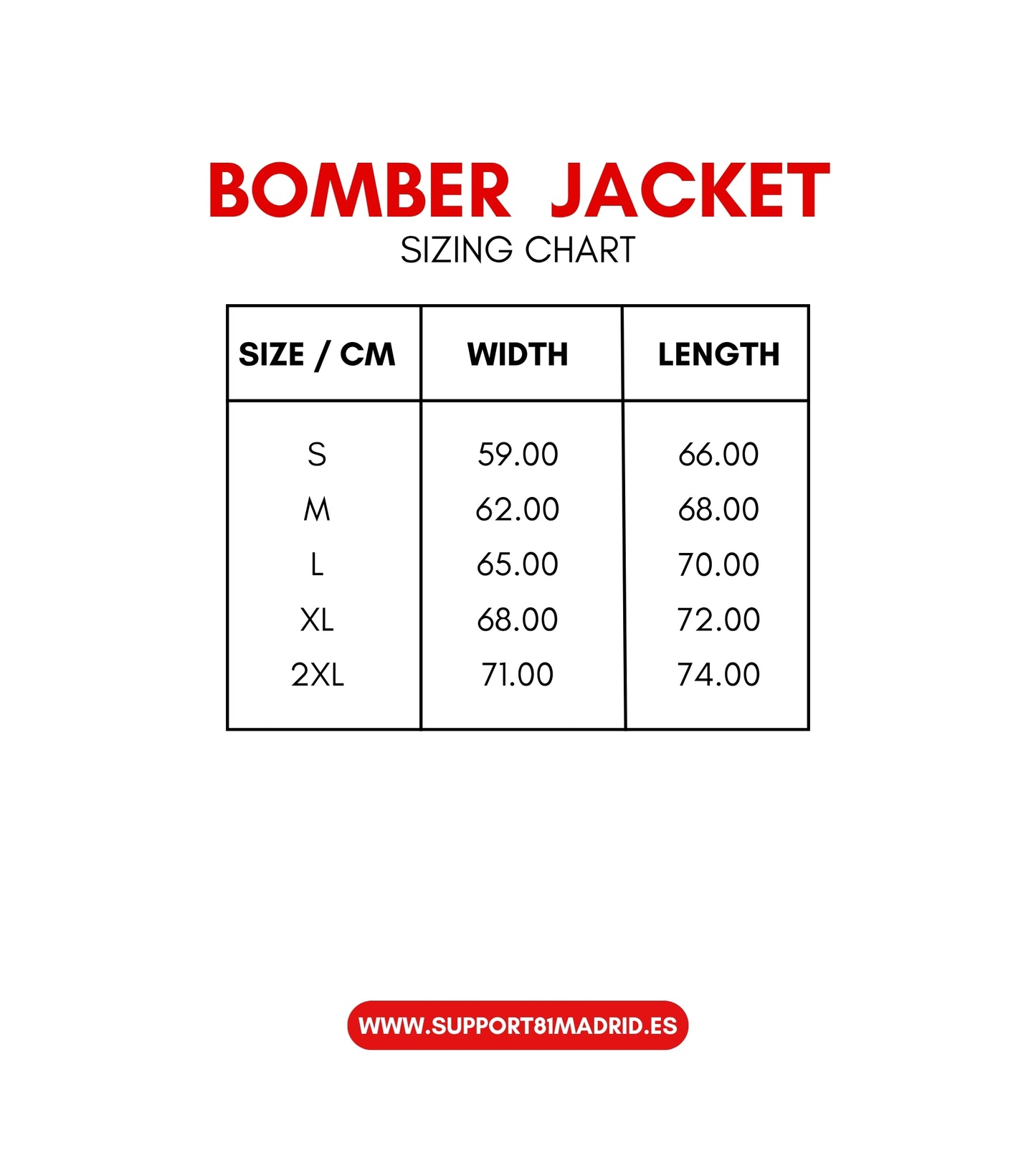 Chaqueta bomber de invierno con bordado de Patch Support 81 en rojo y blanco
