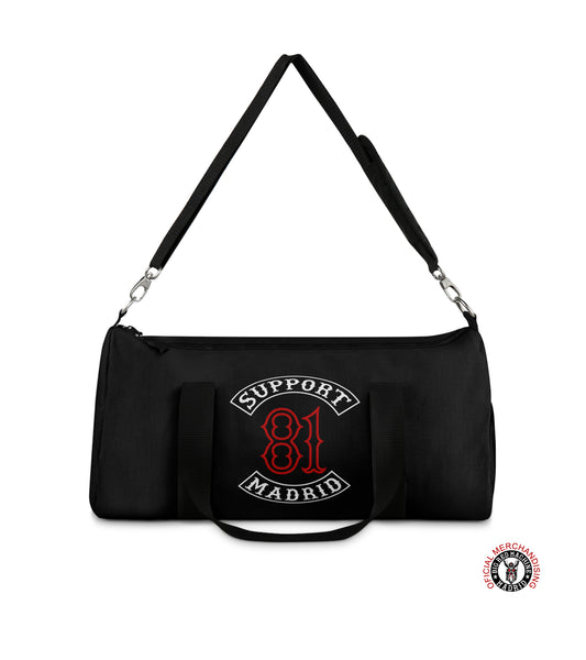 Support 81 Small Duffel Bag for Travel, Support 81 Patch Design, Gym Duffel Bag, Biker Travel Bag, Black Duffel Bags