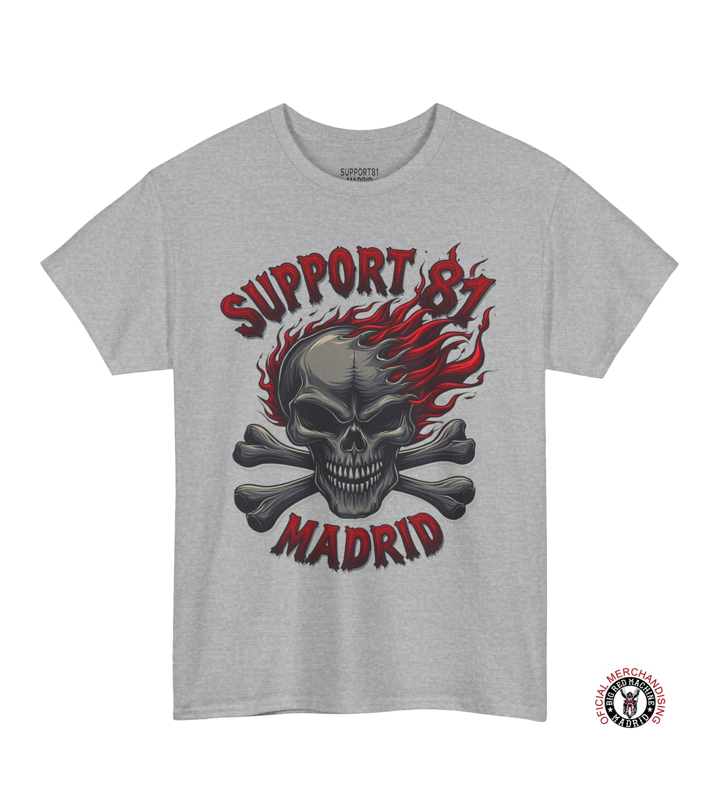 Sport Grey Support 81 Madrid Flaming Skull T-Shirt for men