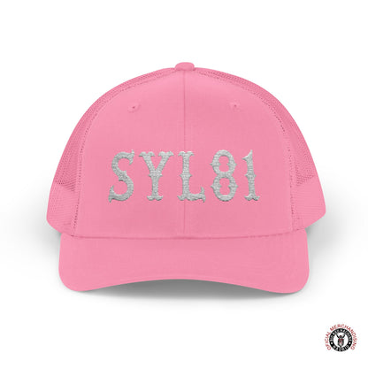 Support 81 Embroidered Letters Snapback Trucker Cap White SYL81