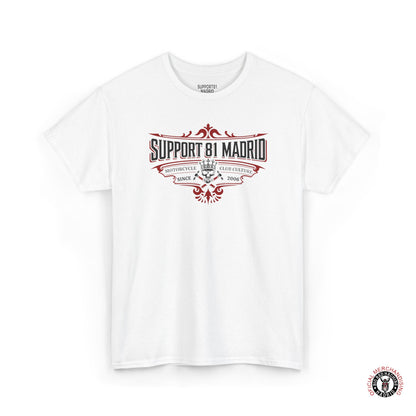 White Support 81 Motorcycle Club Culture T-Shirt - Black And Red Graphic