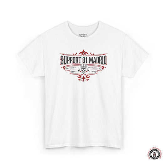 White Support 81 Motorcycle Club Culture T-Shirt - Black And Red Graphic