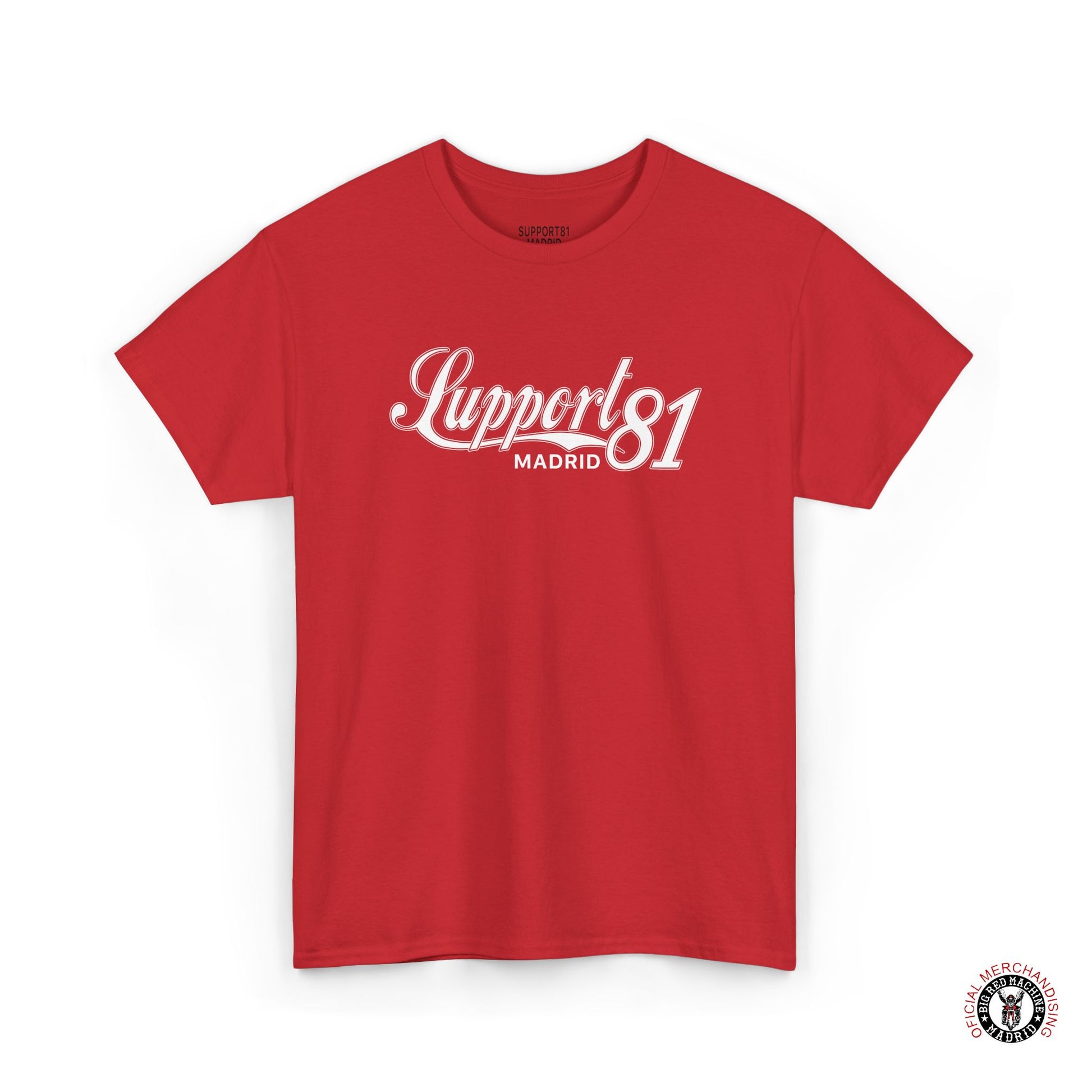 Support 81 Madrid T-Shirt White Vintage Graphic Tee - Casual Streetwear Clothing Red Shirt