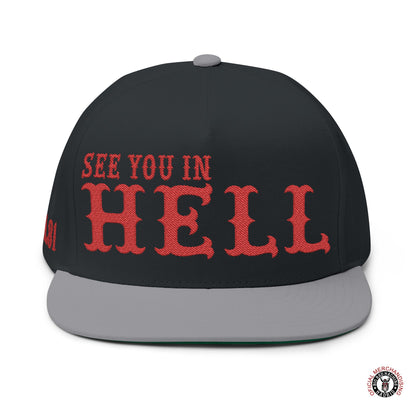 See You in Hell Baseball Hat Embroidered Flat Bill Cap Support 81