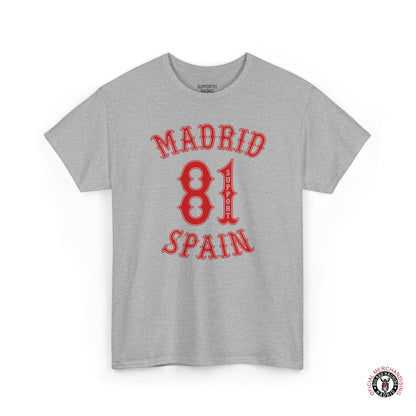 Support 81 Madrid Spain Graphic T-Shirt - Biker Patch Streetwear Tee