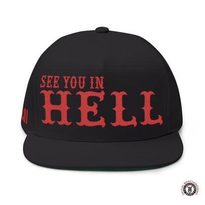 See You in Hell Baseball Hat Embroidered Flat Bill Cap Support 81