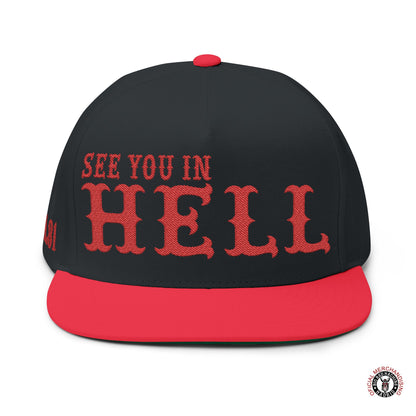 See You in Hell Baseball Hat Embroidered Flat Bill Cap Support 81