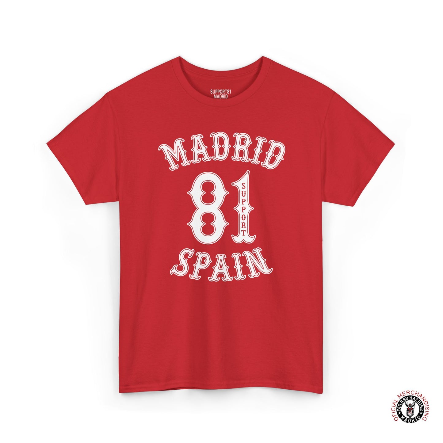 Support 81 Madrid Spain Heavy Cotton T-Shirt - Motorcycle Club Tee For Him