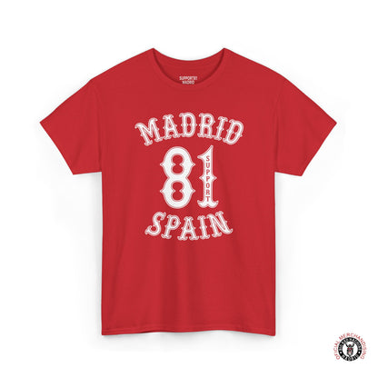 Support 81 Madrid Spain Heavy Cotton T-Shirt - Motorcycle Club Tee For Him
