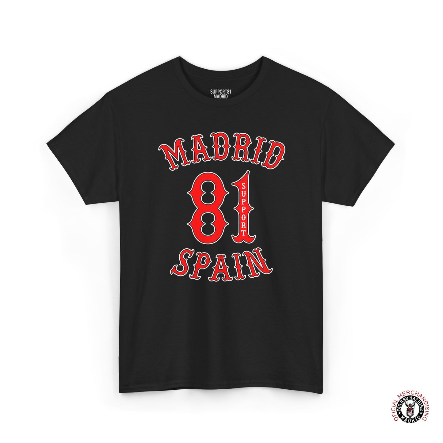 Support 81 Madrid Spain Heavy Cotton T-Shirt - Motorcycle Club Tee For Him