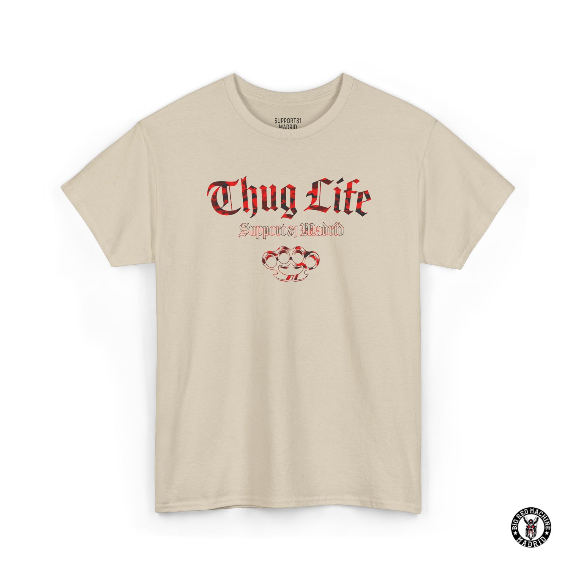 Natural T-Shirt Support 81 Madrid "Th_g Life" Camouflage Biker Brotherhood.