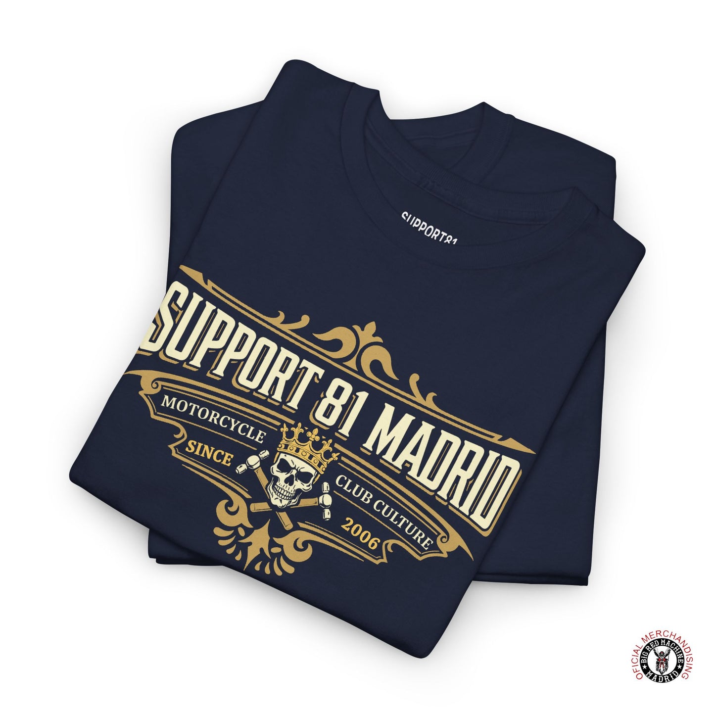 Navy Folded Support 81 Motorcycle Club Culture T-Shirt - Tattoo Style Graphic Tee