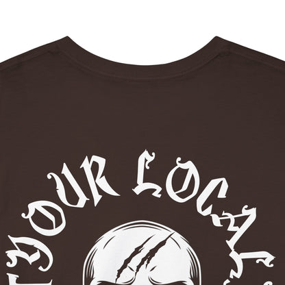 Brown Collar View Support 81 Skull And Crossbones T-Shirt - White Motorcycle Graphic Tee