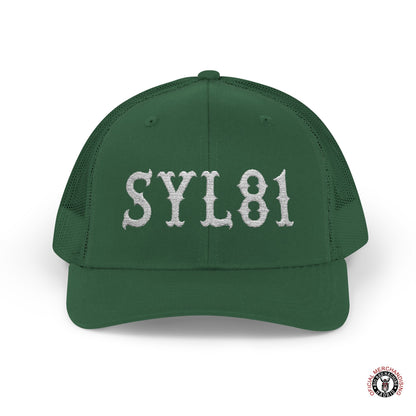Support 81 Embroidered Letters Snapback Trucker Cap White SYL81