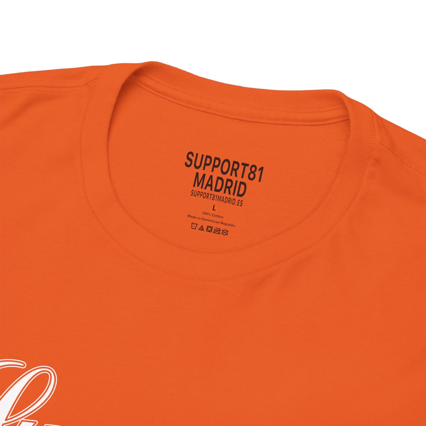 Orange Support 81 Madrid T-Shirt White Vintage Graphic Tee - Casual Streetwear Clothing Label View