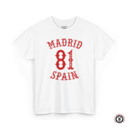 Support 81 Madrid Spain Graphic T-Shirt - Biker Patch Streetwear Tee
