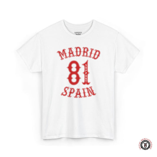Support 81 Madrid Spain Graphic T-Shirt - Biker Patch Streetwear Tee