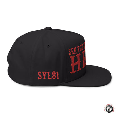 See You in Hell Baseball Hat Embroidered Flat Bill Cap Support 81