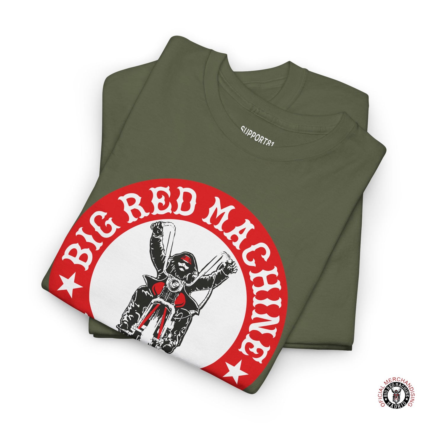 Military Green Folded Support 81 Classic Biker T-Shirt Motorcycle Club Madrid
