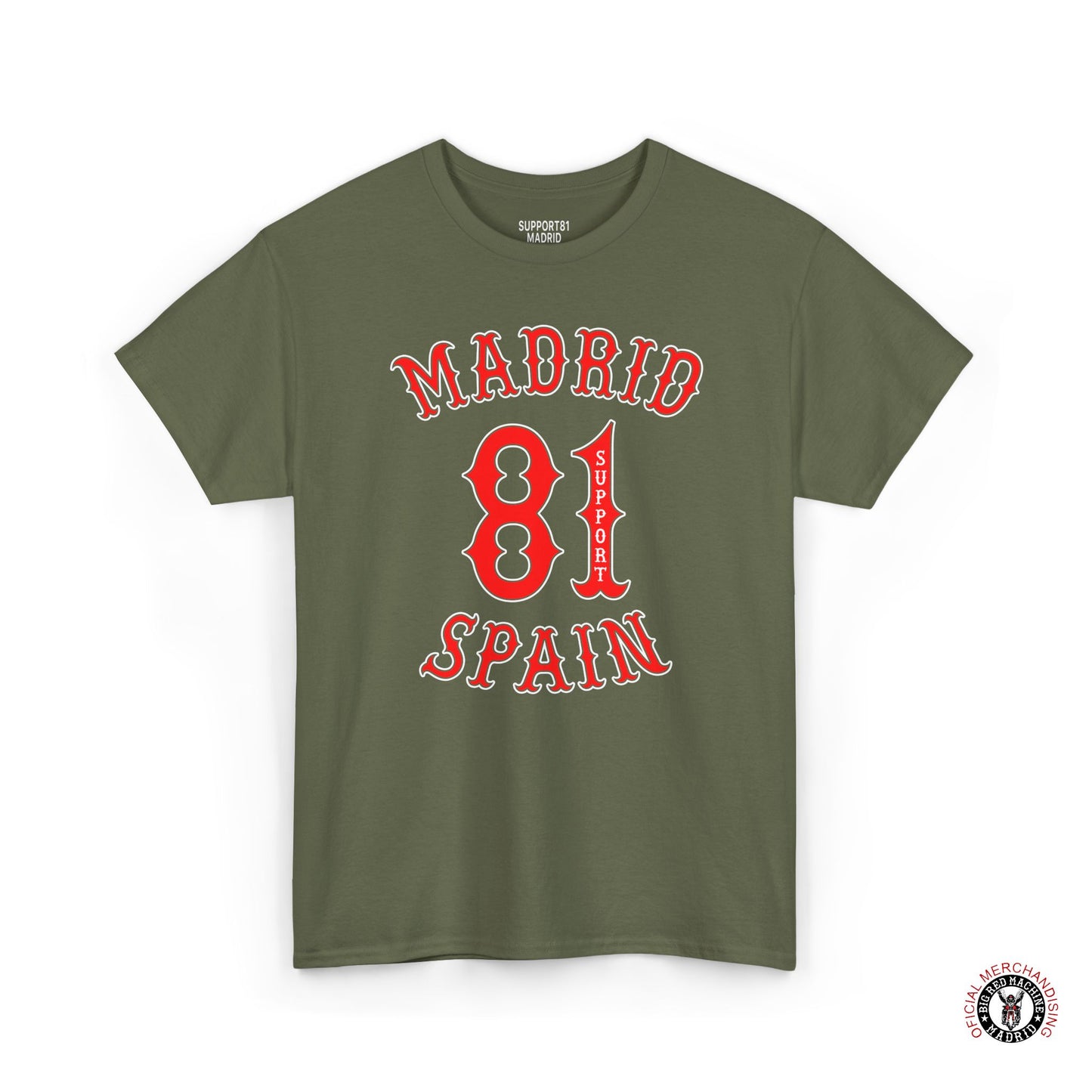Support 81 Madrid Spain Heavy Cotton T-Shirt - Motorcycle Club Tee For Him