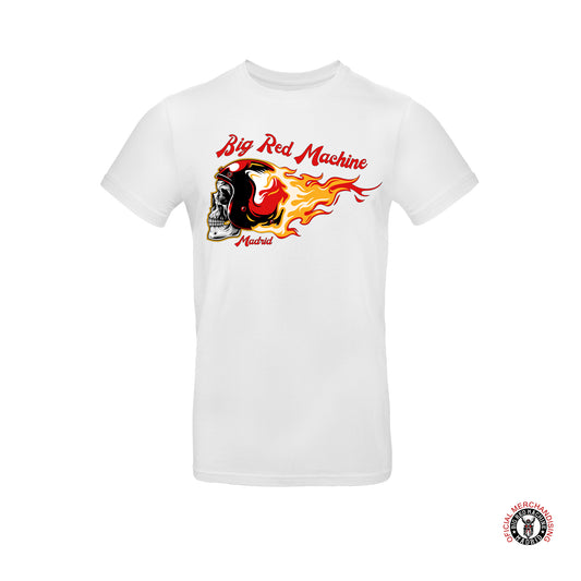 Camiseta de Hombre MC Calavera Casco Llamas Big Red Machine Madrid Blanco