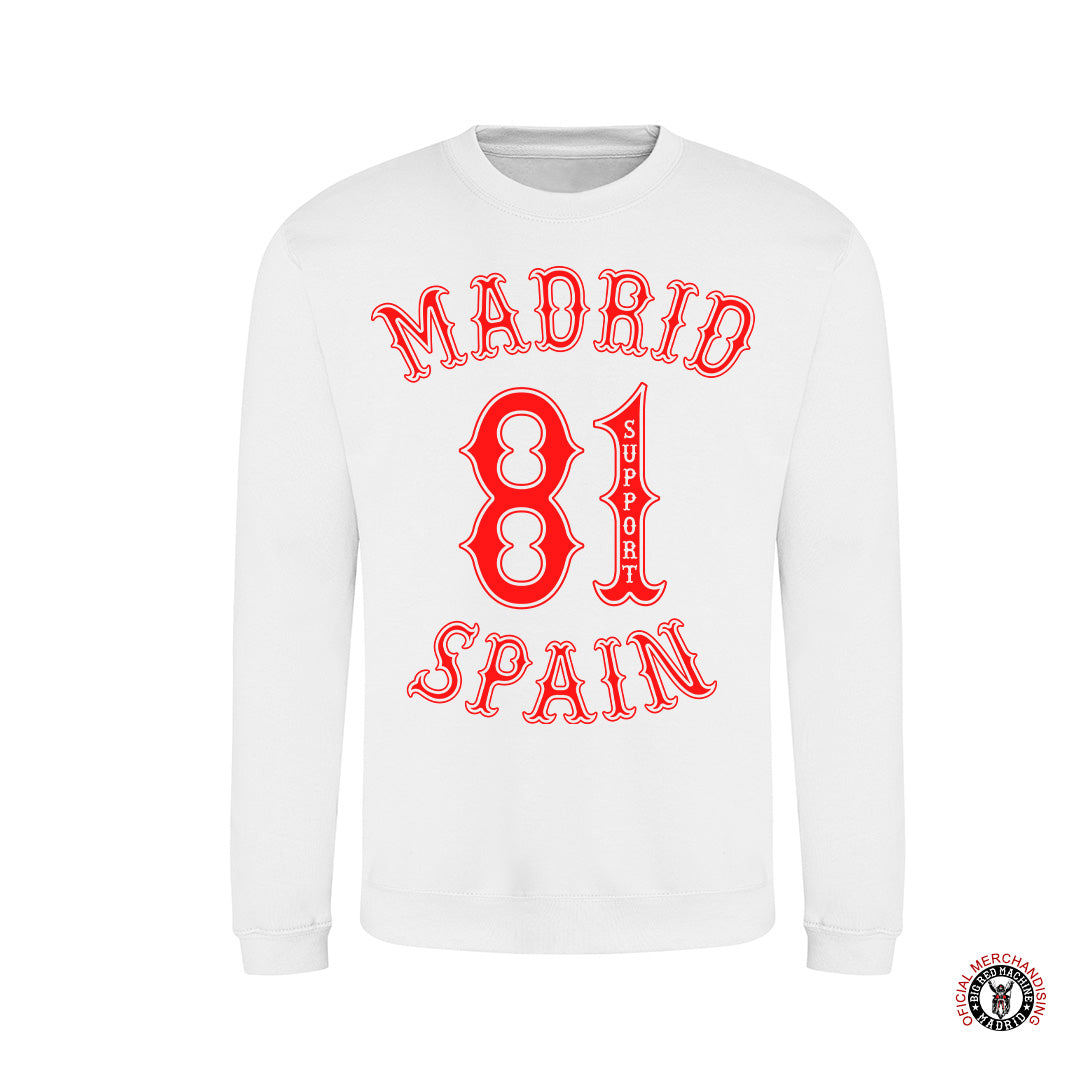 Sudadera Madrid Support81 Spain Blanco Premium Sweatshirt