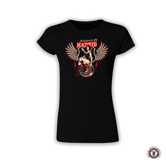 Wings And Wheels Red – Camiseta Premium Mujer Support 81 Madrid