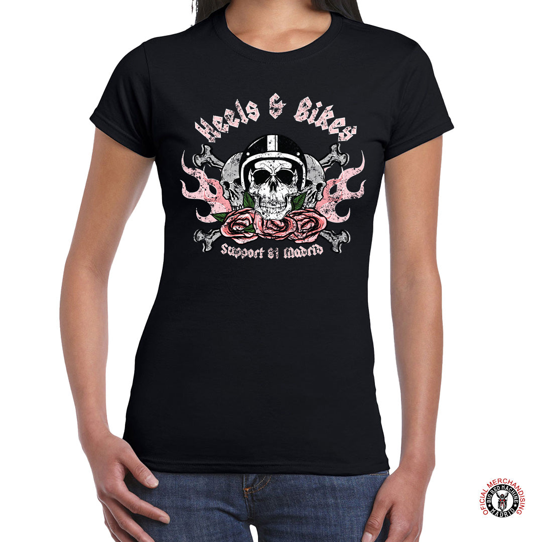 Heels And Bikes Rosa – Camiseta Premium Mujer Support 81 Madrid