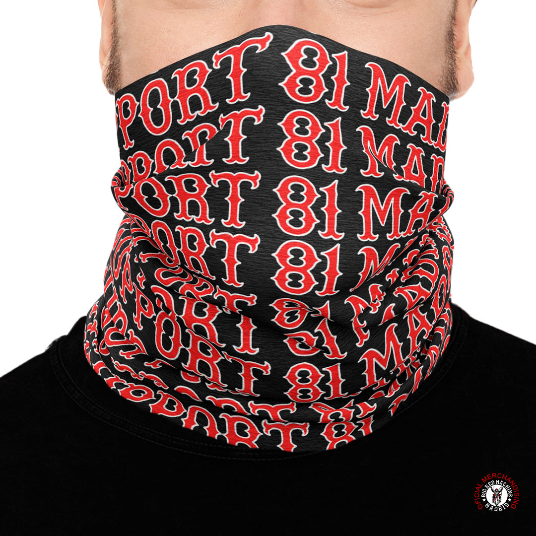 Bandana De Cuello Support 81 Madrid Negro – Espíritu Rebelde en Rojo y Blanco