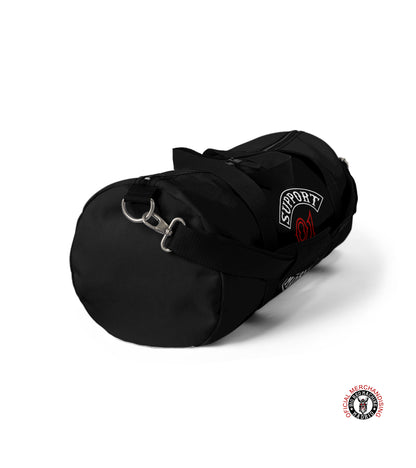 Support 81 Large Duffel Bag for Travel, Support 81 Patch Design, Gym Duffel Bag, Biker Travel Bag, Black Duffel Bags