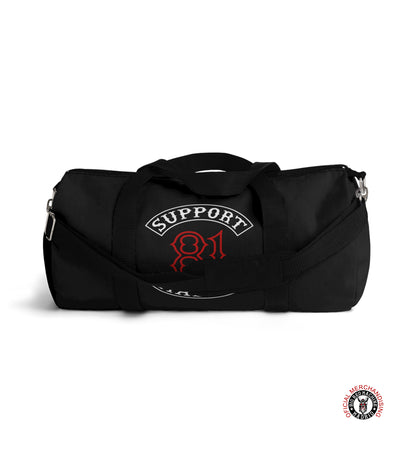 Support 81 Large Duffel Bag for Travel, Support 81 Patch Design, Gym Duffel Bag, Biker Travel Bag, Black Duffel Bags