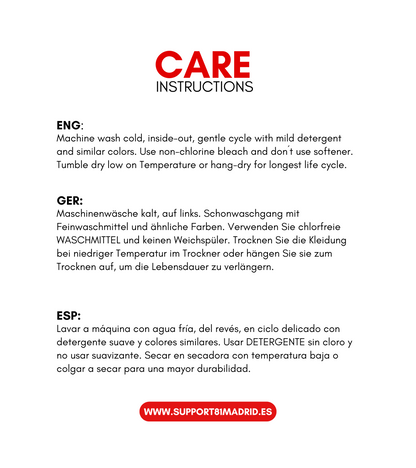 Care Instructions Support 81 Madrid T-Shirt White Vintage Graphic Tee - Casual Streetwear Clothing